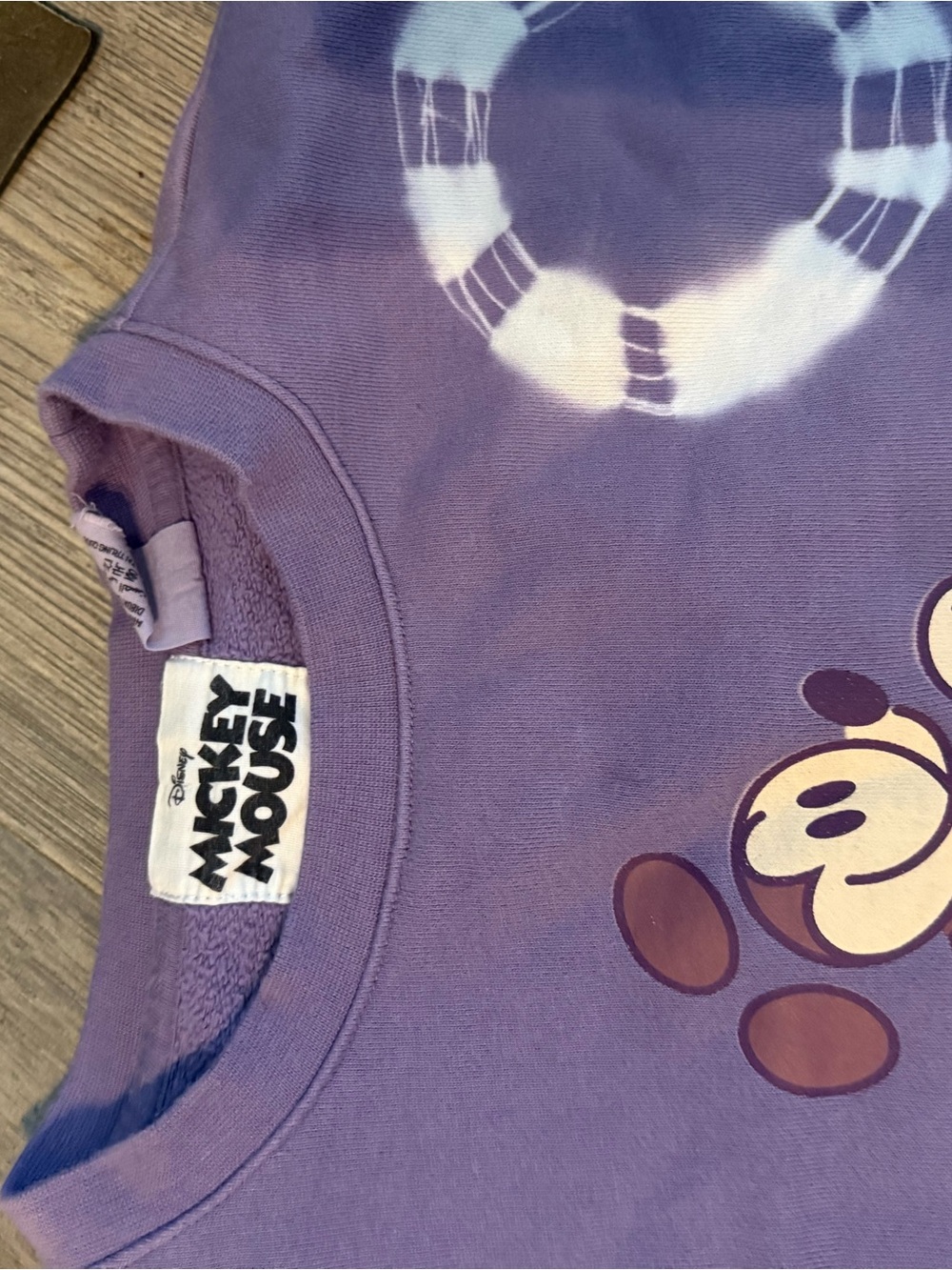 Disney Mickey Mouse Kids Lilac Tie-Dye Crewneck Sweatshirt - Picture 2 of 5